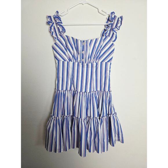 Caroline Constas Off Shoulder Dress Striped Medium M - Picture 2 of 15